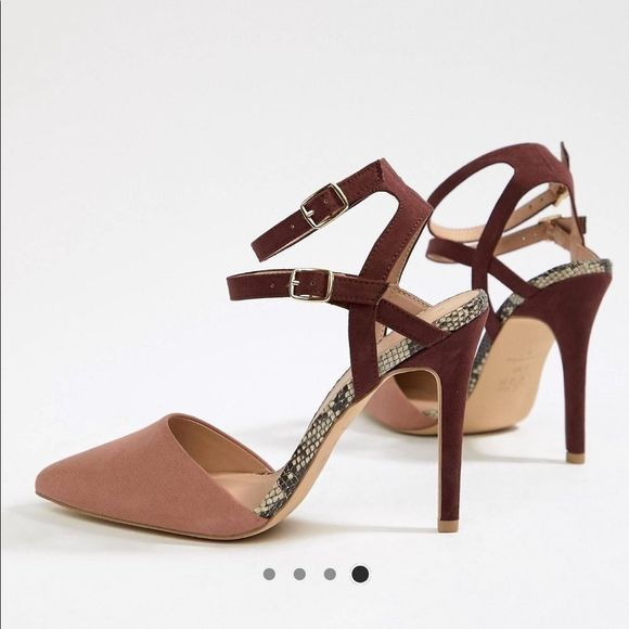 New Wide Fit Pointed Strappy Sandals Snakeskin - Picture 4 of 4